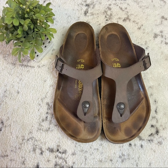Birkenstock Shoes - Birkenstock GIZEH Birko-Flor Thong Sandals Slip On Size 42 L 11 M 9 Mocha EUC